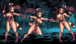 Rule 34 | 1girl, breasts, darkest dungeon, fatal fury, large breasts, niur, ponytail, revealing clothes, shiranui mai, snk, the king of fighters, torn clothes