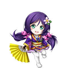 Rule 34 | 10s, 1girl, :d, chibi, green eyes, japanese clothes, kuena, long hair, love live!, love live! school idol festival, love live! school idol project, open mouth, purple hair, simple background, smile, solo, tojo nozomi, twintails