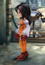 Rule 34 | 1boy, 1girl, 3d, adelbert steiner, animated, ass, back, black hair, bodysuit, final fantasy, final fantasy ix, game console, garnet til alexandros xvii, gloves, long hair, lowres, polygon jitter, shiny clothes, skin tight, standing, stretching