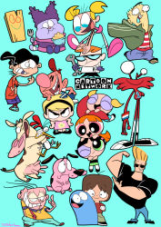 Rule 34 | 5girls, 6+boys, angry, billy, billy (grim adventures), bird, black hair, black hairband, black shirt, blonde hair, blooregard q kazoo, blossom (ppg), blouse, blu, blu (bluart ), blue background, blue dress, blue eyes, blue pants, bowl, brown hair, bubbles (ppg), buttercup (ppg), cartoon network, chicken, chicken (character), chowder, chowder (character), chowder (series), closed eyes, colored skin, courage (character), courage the cowardly dog, cow, cow (character), cow and chicken, crazy eyes, creature, crossover, dee dee, denim, dexter&#039;s laboratory, dexter (dexter&#039;s laboratory), dog, dress, eating, ed, ed edd n eddy, edd, eddy (ed edd n eddy), evil smile, eyelashes, facing viewer, flexing, flower print, food, fork, foster&#039;s home for imaginary friends, frown, full body, glasses, gloves, green background, green dress, green eyes, grin, hair ribbon, hairband, half-closed eyes, hand in pocket, hands on own hips, hat, highres, holding, hug, jacket, jeans, johnny bravo, johnny bravo (character), jumping, long hair, looking at another, looking at viewer, looking to the side, mac (foster&#039;s), mandy (grim adventures), missing tooth, monster, multiple boys, multiple crossover, multiple girls, muscular, muscular male, nude, orange hair, pants, parted bangs, pigeon-toed, pink dress, pink eyes, plank (ed edd n eddy), polo shirt, powerpuff girls, purple gloves, purple skin, red ribbon, ribbon, running, sakiko (gekiama), scared, shirt, short dress, short hair, short twintails, siblings, simple background, sitting, smile, standing, sunglasses, tail, the grim adventures of billy &amp; mandy, thick eyebrows, tools, twintails, udder, wilt, wrench, wristband