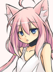 Rule 34 | 1girl, ahoge, animal ears, cat ears, hinata channel, kitagawa kagura, long hair, low twintails, nekomiya hinata, open mouth, pink hair, solo, twintails, upper body, vest, virtual youtuber, white vest