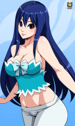 Rule 34 | absurdres, blue hair, blush, breasts, fairy tail, highres, kyoffie, large breasts, smile, wendy marvell