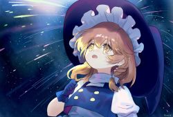 Rule 34 | + +, 1girl, :o, ainy, bad id, bad twitter id, black gloves, blonde hair, braid, commentary, gloves, hat, highres, kirisame marisa, one-hour drawing challenge, scratches, short hair, single braid, sky, solo, star (sky), starry sky, tears, touhou, turtleneck, witch hat, yellow eyes
