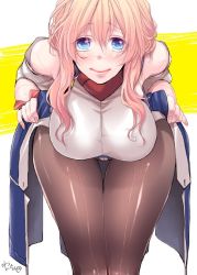 Rule 34 | 1girl, bad id, bad twitter id, blonde hair, blue eyes, bodysuit, breasts, hjm, kyoukaisenjou no horizon, large breasts, long hair, looking at viewer, mary stuart, pantyhose, scar, solo