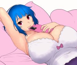 Rule 34 | 1girl, blue hair, breasts, highres, large breasts, rina atherina, solo, tagme