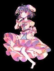 Rule 34 | 1girl, :q, adapted costume, animal ears, barefoot, black background, black hair, blush, bow, bowtie, breasts, closed mouth, commentary request, diamond-shaped pupils, diamond (shape), floppy ears, frilled sleeves, frills, full body, hair between eyes, highres, inaba tewi, juliet sleeves, long skirt, long sleeves, looking at viewer, norua, pink shirt, pink skirt, puffy sleeves, rabbit ears, red bow, red bowtie, red eyes, ribbon-trimmed skirt, ribbon trim, shirt, short hair, simple background, skirt, small breasts, smile, solo, symbol-shaped pupils, tongue, tongue out, touhou