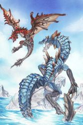 Rule 34 | battle, capcom, dragon, lagiacrus, monster, monster hunter (series), rathalos