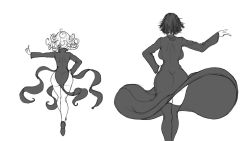 Rule 34 | 2girls, ass, backboob, breasts, dress, fubuki (one-punch man), large breasts, multiple girls, one-punch man, siblings, sisters, tagme, tatsumaki, the golden smurf
