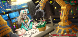 Rule 34 | 1girl, absurdres, baschyf, black hairband, breasts, claw hammer, collared shirt, coping saw, firefly (honkai: star rail), frilled sleeves, frills, full body, green skirt, grey hair, hair between eyes, hair intakes, hair ornament, hairband, hammer, highres, holding, holding screwdriver, honkai: star rail, honkai (series), indoors, joints, long hair, long sleeves, maintenance, mechanical arms, medium breasts, neckerchief, object through head, orange neckerchief, robot joints, screw, screw in head, screwdriver, shirt, sitting, skirt, wariza, wrench