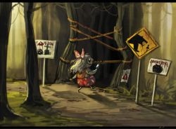 Rule 34 | 1girl, backpack, bag, bow, caution tape, cellphone, commentary request, forest, fujiwara no mokou, hair bow, koto inari, letterboxed, long hair, nature, outdoors, phone, sign, smartphone, solo, touhou, tree, warning sign