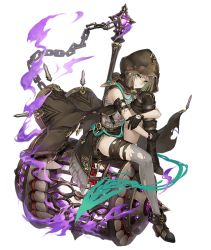 Rule 34 | 1girl, aqua eyes, asymmetrical legwear, brown hair, chain, full body, gretel (sinoalice), hammer, hansel (sinoalice), hood, huge weapon, hugging own legs, jino, long coat, looking at viewer, male focus, official art, sinoalice, sitting, solo, thighhighs, torn clothes, torn thighhighs, transparent background, uneven legwear, weapon