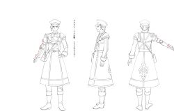 Rule 34 | 1boy, aiguillette, armor, boots, bow, bowtie, buttons, character sheet, coat, double-breasted, earrings, enfield (senjuushi), epaulettes, from behind, full body, gauntlets, gloves, greyscale, hand on own hip, hat, highres, holding, jewelry, lineart, long coat, majiro (mazurka), male focus, military, military uniform, monochrome, multiple views, official art, outstretched arm, peaked cap, senjuushi: the thousand noble musketeers, senjuushi (series), short hair, shoulder armor, single earring, single gauntlet, smile, standing, translation request, transparent background, turnaround, uniform