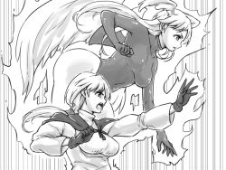 Rule 34 | alma beoulve, angel wings, breasts, commentary request, final fantasy, final fantasy tactics, gloves, greyscale, head wings, large breasts, leotard, long hair, monochrome, multiple girls, spoilers, stand (jojo), takomeshi, ultima (fft), wings