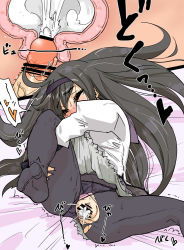 Rule 34 | 10s, 1girl, akemi homura, bar censor, bed sheet, black hair, blush, censored, closed eyes, clothed sex, clothing aside, cross-section, cum, cum in pussy, ejaculation, hairband, hugging own legs, internal cumshot, long hair, magical girl, mahou shoujo madoka magica, mahou shoujo madoka magica (anime), missionary, panties, panties aside, panties under pantyhose, pantyhose, penis, pink panties, pussy, seki (red shine), sex, skirt, solo focus, spread legs, spread pussy, torn clothes, torn legwear, trembling, underwear, urethra, vaginal, x-ray