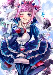 Rule 34 | 1girl, absurdres, breasts, dress, fire emblem, fire emblem engage, frilled dress, frills, hair rings, heart, highres, hortensia (fire emblem), juliet sleeves, long hair, long sleeves, looking at viewer, multicolored hair, nintendo, open mouth, pantyhose, pink eyes, pink hair, puffy sleeves, small breasts, smile, solo, striped clothes, striped dress, striped pantyhose, two-tone hair, ushi0nene3, vertical-striped clothes, vertical-striped dress, vertical-striped pantyhose