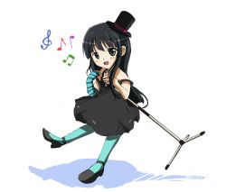 Rule 34 | 1girl, akiyama mio, alternate costume, alternate hair length, alternate hairstyle, black eyes, black hair, blush, don&#039;t say &quot;lazy&quot;, dress, hat, highres, hime cut, k-on!, long hair, looking at viewer, open mouth, pantyhose, simple background, solo, top hat, very long hair, white background