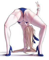 Rule 34 | 1girl, animal ears, anus, anus peek, arm support, doodle sensei (blue archive), ass, blonde hair, blue archive, blue leotard, breasts, cameltoe, cleft of venus, fake animal ears, flexible, high heels, highleg, highleg leotard, highres, leotard, long hair, manzai sugar, medium breasts, official alternate costume, partially visible vulva, playboy bunny, rabbit ears, rabbit tail, sensei (blue archive), sideboob, solo, spread legs, strapless, strapless leotard, tail, thighhighs, thong, thong leotard, toki (blue archive), toki (bunny) (blue archive), v, very long hair, wedgie, white thighhighs, wrist cuffs