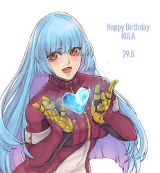 Rule 34 | 1girl, belt, birthday, blue hair, bodysuit, breasts, character name, dated, english text, happy birthday, highres, ice, ktovhinao, kula diamond, long hair, medium breasts, purple eyes, simple background, smile, solo, the king of fighters, white background, zipper