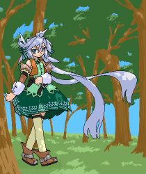 Rule 34 | 1girl, lowres, mof, mof&#039;s silver haired twintailed girl, oekaki, original, solo, thighhighs
