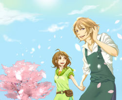 Rule 34 | 1boy, 1girl, akari (bokujou monogatari), artist request, chihaya (bokujou monogatari), couple, holding hands, harvest moon, hetero