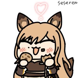 Rule 34 | 1girl, animal ears, animated, animated gif, arknights, ceobe (arknights), cookie, food, fox ears, fox girl, fox tail, lowres, seseren, tail, tail wagging