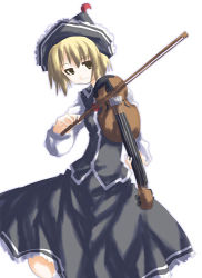 Rule 34 | 1girl, blonde hair, female focus, instrument, lowres, lunasa prismriver, simple background, solo, standing, touhou, violin, white background