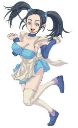 Rule 34 | 00s, 1girl, black hair, blue dragon, bouquet, bouquet (blue dragon), breasts, choker, cleavage, detached sleeves, dress, flower, large breasts, long hair, pink eyes, purple eyes, skirt, solo, teruki, thighhighs, twintails