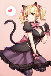 Rule 34 | 1girl, animal ears, argyle, argyle clothes, argyle legwear, back bow, bead bracelet, beads, black cat d.va, black dress, black footwear, black gloves, black pantyhose, blonde hair, bodice, bow, bowtie, bracelet, breasts, brown eyes, cat ears, cat tail, cleavage, cross-laced clothes, d.va (overwatch), dress, earrings, facepaint, facial mark, female focus, frilled dress, frills, full body, gloves, heart, heart earrings, jewelry, kneeling, lolita fashion, looking at viewer, looking to the side, medium breasts, medium hair, official alternate costume, overwatch, overwatch 1, pantyhose, pink bow, puffy short sleeves, puffy sleeves, shoes, short sleeves, simple background, skirt hold, smile, solo, spoken heart, tail, twintails, whisker markings, wrist bow, zenghuimin