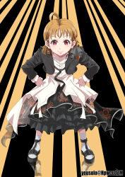 1girl birthday jacket looking_at_viewer love_live! love_live!_sunshine!! medium_hair open_clothes open_jacket orange_hair red_eyes solo standing takami_chika yousolo