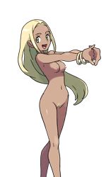 Rule 34 | 1girl, :d, blonde hair, breasts, creatures (company), game freak, green eyes, nintendo, npc trainer, nude, nude filter, open mouth, pixel art, pokemon, pokemon xy, pubic hair, smile, sprites, swimmer (pokemon), tan, third-party edit, transparent background, xelrog
