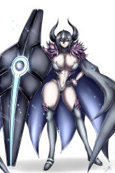 Rule 34 | absurdres, asagiri asagi, black hair, boots, breasts, bursting breasts, cape, disgaea, highres, horns, huge breasts, wide hips, thick thighs, junkk000, large breasts, overlord asagi, revealing clothes, shield, tagme, thick thighs, thigh boots, thighhighs, thighs, thong, wide hips