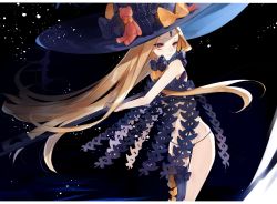 Rule 34 | 1girl, abigail williams (fate), abigail williams (second ascension) (fate), artist request, black bow, black hat, black panties, black thighhighs, blonde hair, bow, fate/grand order, fate (series), hat, hat bow, highres, holding, holding key, key, keyhole, long hair, looking to the side, orange bow, oversized object, panties, red eyes, revealing clothes, single thighhigh, smile, solo, stuffed animal, stuffed toy, teddy bear, thighhighs, topless, underwear, very long hair, witch hat