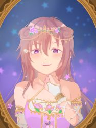 Rule 34 | 1girl, angel&#039;s lullaby (love live!), angel wings, arm garter, artist name, artist request, bare shoulders, blush, bow, bracelet, breasts, brown hair, clenched hand, close-up, cloud hair ornament, collarbone, criss-cross halter, double bun, dress, female focus, flower, hair between eyes, hair bun, hair flower, hair ornament, hair rings, halterneck, highres, jewelry, konoe kanata, leaf hair ornament, long hair, looking at viewer, love live!, love live! nijigasaki high school idol club, love live! school idol festival, love live! school idol festival all stars, mirror, parted lips, plaid, plaid dress, pleated, pleated dress, purple bow, purple dress, purple eyes, reflection, small breasts, smile, solo, star (symbol), upper body, white wings, wing hair ornament, wings