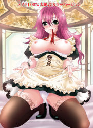 Rule 34 | 1girl, apron, breasts, breasts out, female focus, maid, maid apron, maid headdress, nipples, solo, tagme