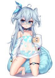 Rule 34 | 1girl, absurdres, ahoge, bare shoulders, barefoot, black choker, blue-framed eyewear, blue eyes, blue nails, blue ribbon, blush, breasts, candy, choker, closed mouth, commentary request, dakimakura (object), dated, food, food in mouth, full body, girls&#039; frontline, glasses, grey hair, hair between eyes, hair ribbon, hand on own hip, hand on own thigh, hand on thigh, heart, heart-shaped pupils, heart choker, heart o-ring, heart print, highres, kneeling, lollipop, long hair, long sleeves, mouth hold, nail polish, navel, off-shoulder shirt, off shoulder, official alternate costume, pa-15 (girls&#039; frontline), pa-15 (marvelous yam pastry) (girls&#039; frontline), pillow, print shirt, puffy long sleeves, puffy sleeves, ribbon, see-through, shadow, shirt, signature, skindentation, sleeves past wrists, small breasts, solo, symbol-shaped pupils, taitai, thick eyebrows, thigh strap, toenail polish, toenails, two side up, very long hair, white background, white shirt