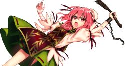 Rule 34 | &gt;:o, 1girl, :o, ahoge, bandages, bandaged arm, bun cover, chain, china dress, chinese clothes, cuffs, double bun, dress, flower, full body, harukawa moe, ibaraki kasen, leaf, leaf print, long hair, official art, pink eyes, pink hair, pink rose, puffy sleeves, rose, severed hand, shoes, tabard, touhou, transparent background, urban legend in limbo, v-shaped eyebrows