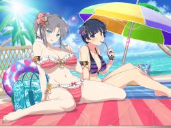 Rule 34 | 2girls, beach, bikini, breasts, highres, multiple girls, senran kagura, swimsuit, yozakura (senran kagura), yumi (senran kagura)