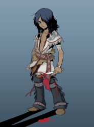 Rule 34 | 1boy, angry, assassin&#039;s creed (series), assassin&#039;s creed iii, black hair, blood, bloody weapon, blue eyes, bracelet, child, connor kenway, hair over one eye, holding, holding weapon, jewelry, kurono16, looking at viewer, male focus, native american, one eye covered, solo, weapon