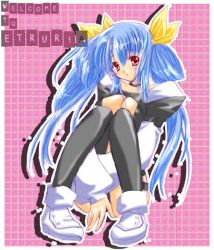 Rule 34 | 1girl, alto seneka, arc system works, blue hair, dizzy (guilty gear), guilty gear, long hair, red eyes, ribbon, solo, thighhighs, twintails