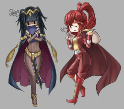 Rule 34 | 2girls, anna (fire emblem), belt, blush, bodysuit, book, boots, bracelet, bridal gauntlets, cape, chibi, collage, covering own mouth, eu03, fingerless gloves, fire emblem, fire emblem awakening, gloves, grey background, jewelry, knee boots, loincloth, long hair, lots of jewelry, multiple girls, navel, nintendo, one eye closed, ponytail, red hair, sack, see-through, skin tight, skull and crossbones, textless version, tharja (fire emblem), tiara, two side up, wink, | |