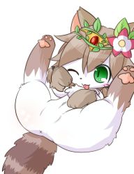Rule 34 | anus, artemis (cat busters), brown hair, cat, cat busters, character request, flower, furry, hair flower, hair ornament, head wreath, highres, no pussy, rares, short hair, tongue, tongue out