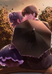 Rule 34 | 10s, 1boy, 1girl, black pantyhose, business suit, closed eyes, commentary request, covering own mouth, drill hair, formal, gothic lolita, hetero, highres, idolmaster, idolmaster cinderella girls, kanzaki ranko, kiss, lolita fashion, long hair, morino shoutarou, pantyhose, parasol, producer (idolmaster), producer (idolmaster cinderella girls anime), profile, see-through, silver hair, suit, surprised, twin drills, umbrella