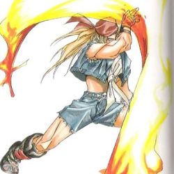 Rule 34 | 1boy, arc system works, axl low, bandana, blonde hair, boots, chain, denim, denim shorts, fingerless gloves, fire, gloves, guilty gear, lowres, male focus, manly, official art, scan, shirt, shorts, solo, tied shirt, vest