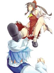 Rule 34 | 2girls, action, clothes between thighs, detached sleeves, female focus, hakurei reimu, hat, japanese clothes, kicking, letty whiterock, md5 mismatch, miko, multiple girls, sousou (sousouworks), touhou, upskirt