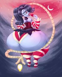 Rule 34 | 1girl, absurdres, ass, blue skin, colored skin, highres, skullgirls, solo, squigly (skullgirls), zombie