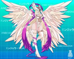 Rule 34 | absurdres, angel, angel girl, angewomon, belt, digimon, digimon (creature), highres, long hair, mask, solo, wings, x-antibody