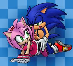 Rule 34 | 1boy, 1girl, amy rose, bike shorts, buttjob, doggystyle, green eyes, highres, penis, sex, sex from behind, sonic (series), sonic the hedgehog, tagme