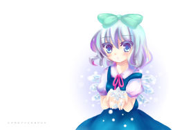 Rule 34 | 1girl, 23, 23 (candy chapus), bow, cirno, female focus, shoot the bullet, simple background, solo, touhou