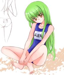 Rule 34 | 00s, c.c., code geass, name tag, one-piece swimsuit, school swimsuit, solo, swimsuit, tuki