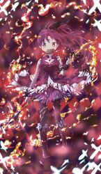 Rule 34 | 1girl, absurdres, bare shoulders, detached sleeves, highres, long hair, looking at viewer, mahou shoujo madoka magica, ponytail, red eyes, red hair, sakura kyoko, sakura kyoko (magical girl), sengoku chidori, solo